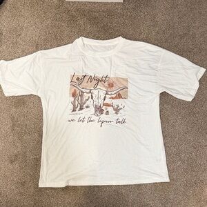 White Graphic T-Shirt with Bull Design